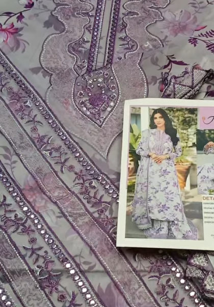 Aneela's Embroidered Lawn 3PC  Suit