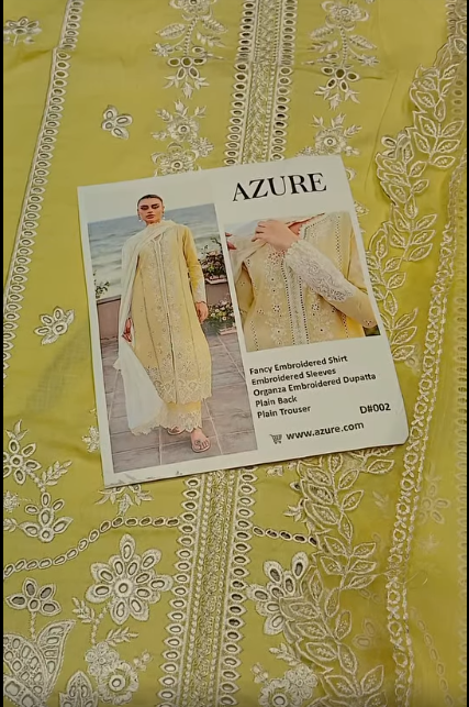 Azure 3Pcs Lawn Suit