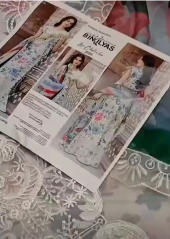 BInIlyas 3pc Lawn Article with patches