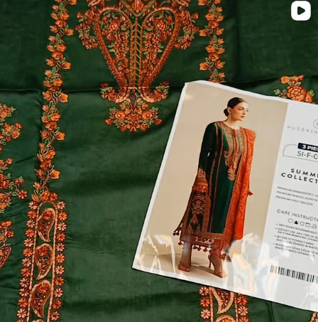 Husain Rehar embroidered  3pcs lawn suit