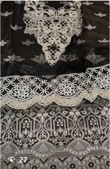 meem Eid Lawn 3pc Luxury Suit