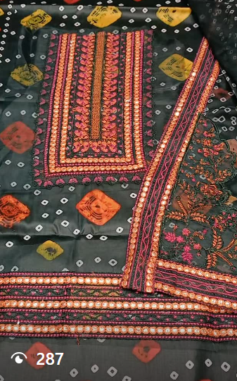 Aneela's chunri print 3pcs lawn suit