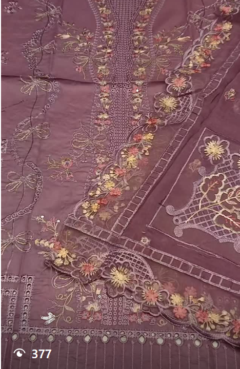 Maria.B Embroidered Lawn Luxury 3pc Suit with Bambar pure dupatta