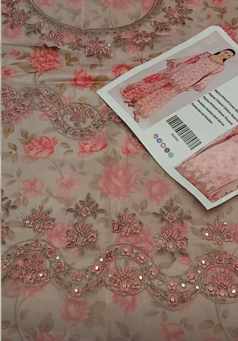 Mohagni Lawn 3pc Suit with Patches ready to wear dupatta