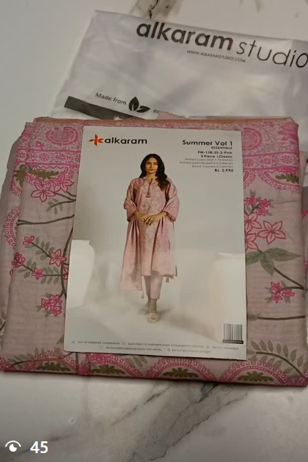 AL KARAM 3pcs lawn suit