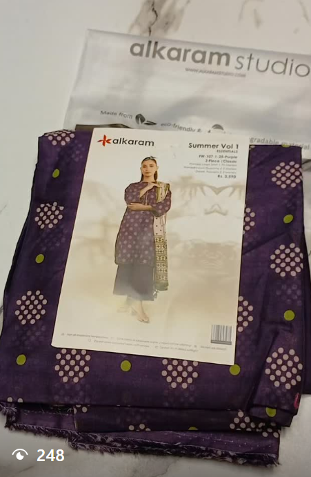 AL KARAM 3ppcs lawn suit