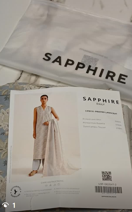 SAPPHIRE 3pcs lawn suit