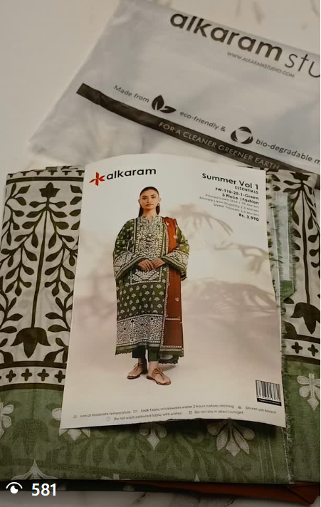 AL KARAM 3pcs lawn suit