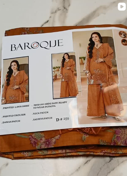 3pcs lawn suit