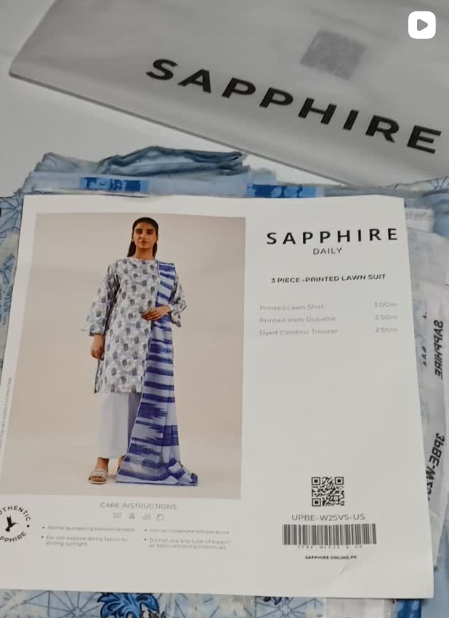 SAPPHIRE 3pcs lawn suit