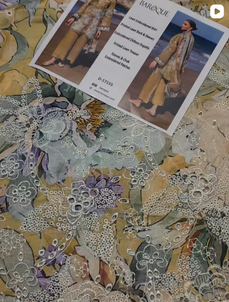 BAROQUE 3PCS LAWN SUIT