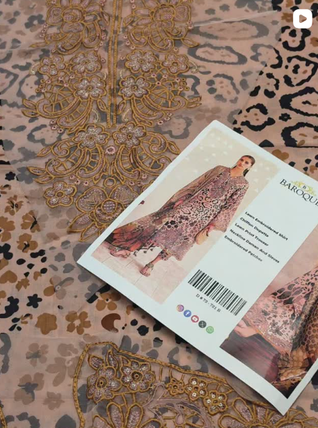 BAROQUE 3PCS LAWN SUIT