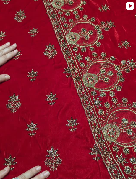 3PC VELVET EMBROIDED DRESS