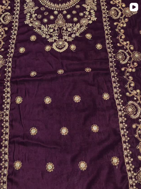 3PC VELVET EMBROIDED DRESS