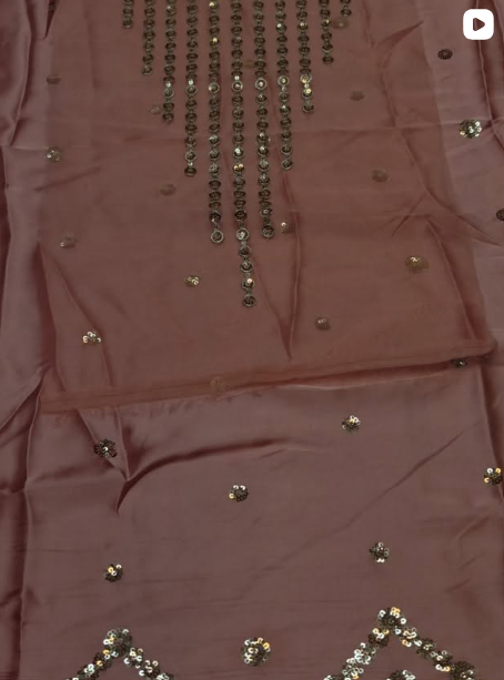 3PC EMBROIDED WITH PACHES SILK DRESS