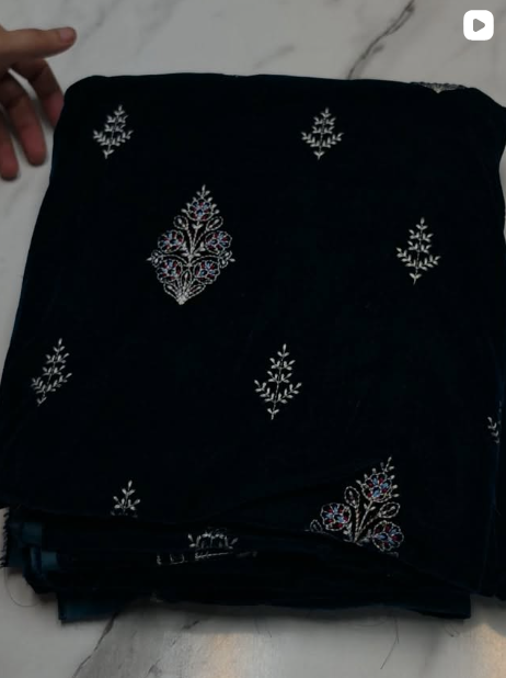 2PC VELVET EMBROIDED DRESS