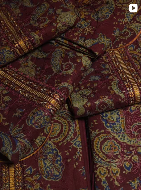 3PC DHANAK EMBROIDED DRESS