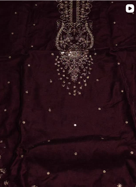 3PC VELVET EMBROIDED DRESS