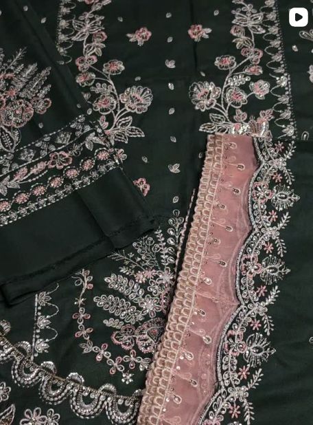 3PC DHANAK EMBROIDED DRESS