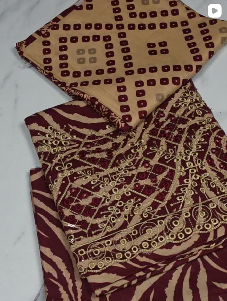 3PC KHADDER EMBROIDED DRESS