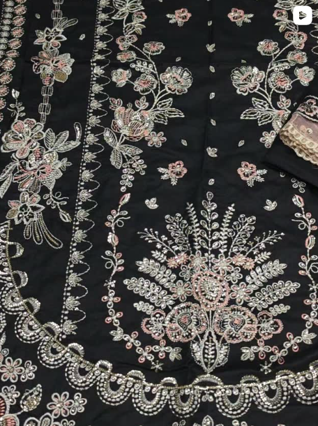 3PC DHANAK EMBROIDED DRESS