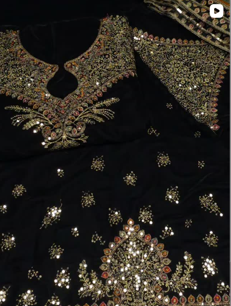 3PC VELVET EMBROIDED DRESS