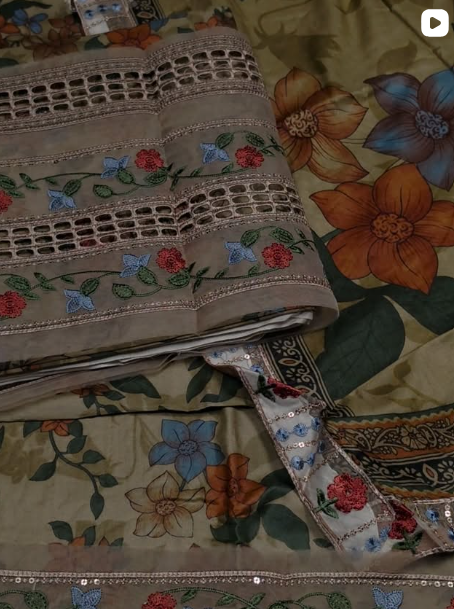 3PC LINEN WITH PACHES DRESS