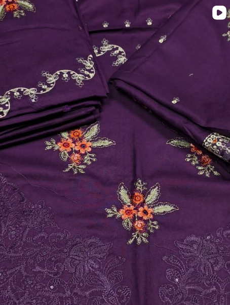 3PC DHANAK EMBROIDED DRESS