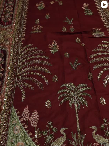 3PC DHANAK EMBROIDED DRESS