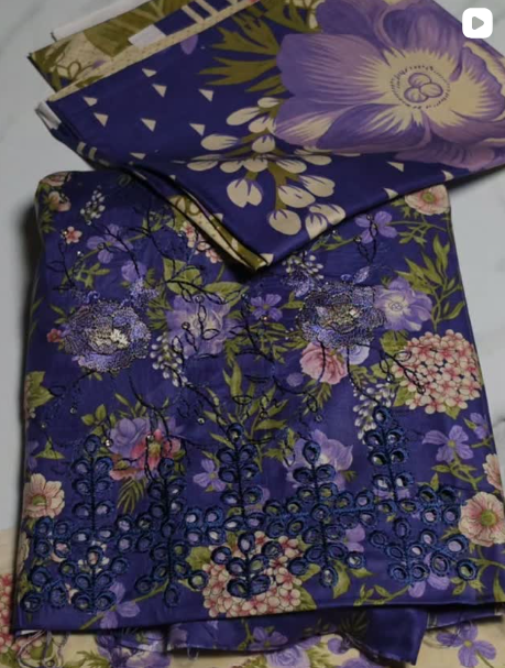 3PC LINEN EMBROIDED DRESS