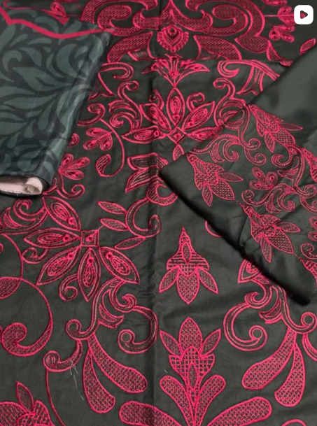 3PC PEACH DHANAK EMBROIDED DRESS