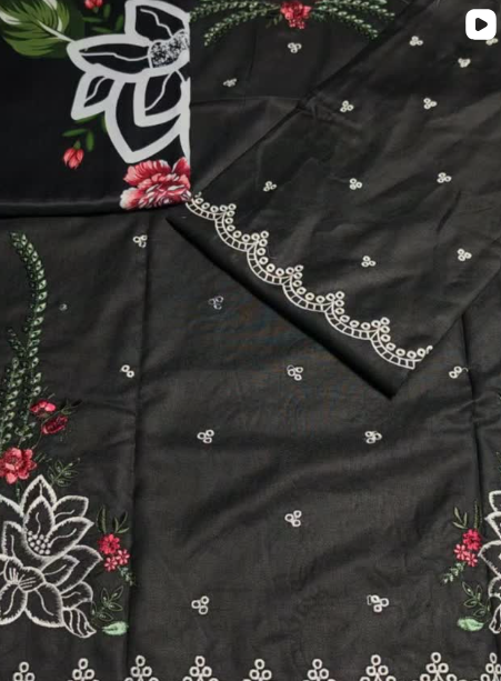3PC PEACH DHANAK EMBROIDED DRESS