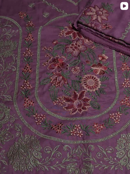 3PC DHANAK EMBROIDED DRESS