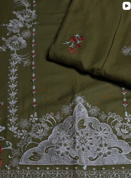 3PC DHANAK EMBROIDED DRESS