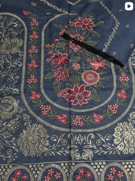 3PC DHANAK EMBROIDED DRESS