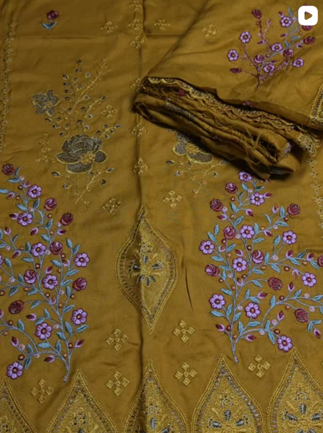 3PC DHANAK EMBROIDED DRESS
