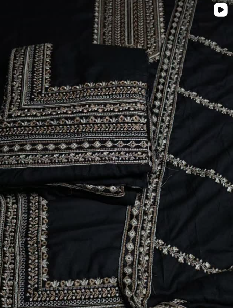3PC DHANAK EMBROIDED DRESS