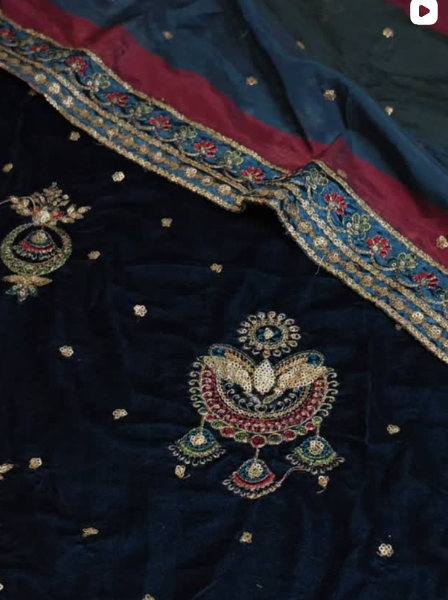 3PC VELVET EMBROIDE DRESS