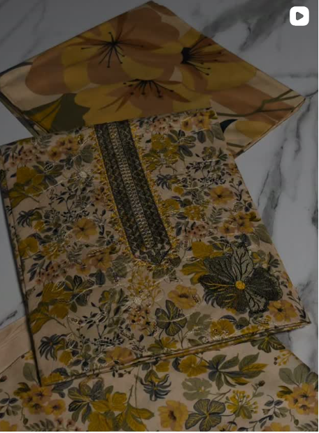 3PC LINEN EMBROIDED DRESS