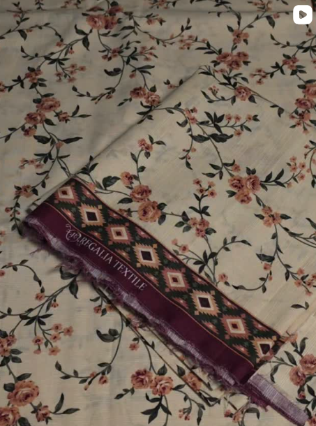 3PC KHADDER PRINTED DRESS