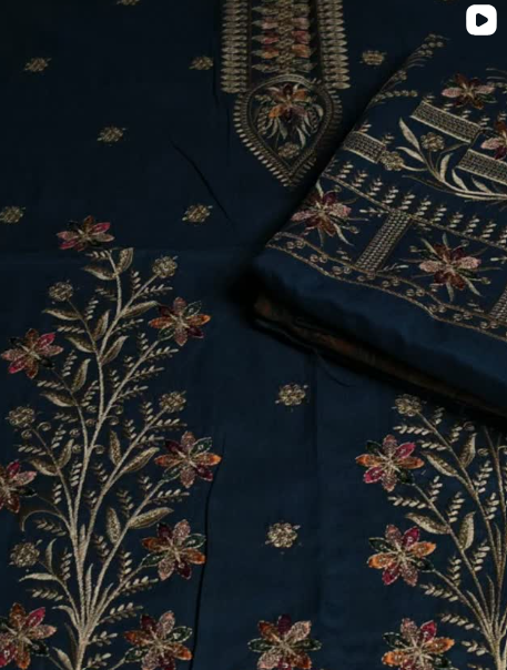3PC PC DHANAK EMBROIDED DRESS