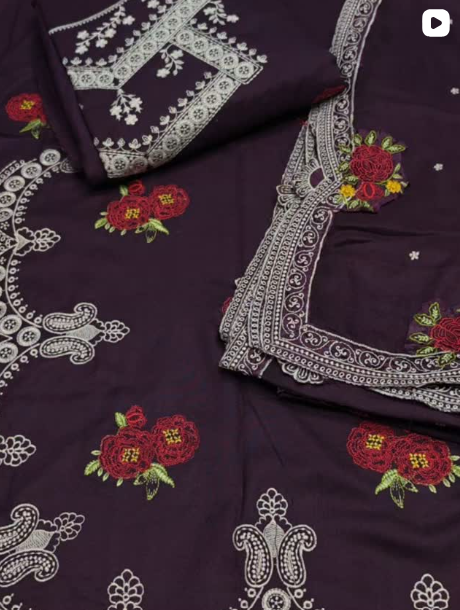 3PC DHANAK EMBROIDED DRESS