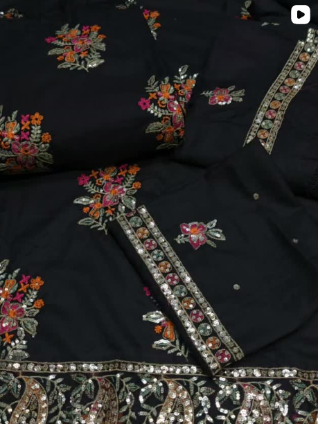 3PC DHANAK EMBROIDED DRESS