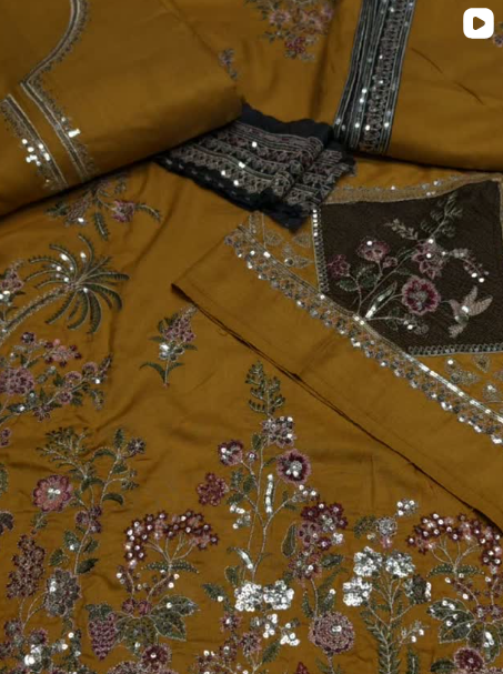 3PC DHANAK EMBROIDED DRESS