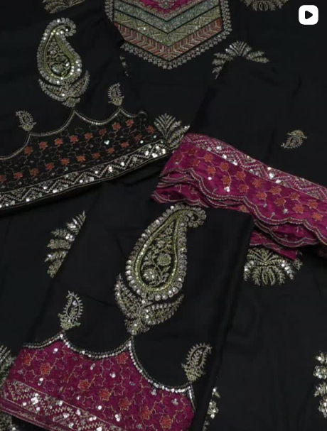 3PC DHANAK EMBROIDED DRESS