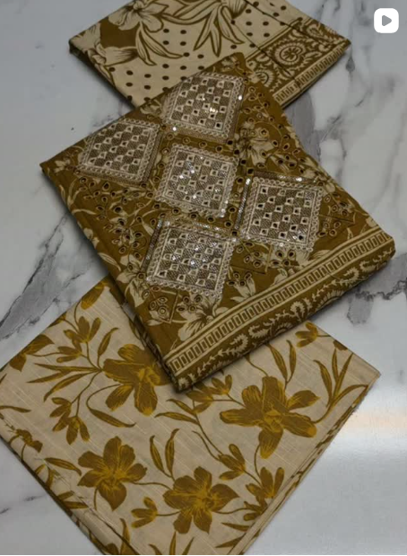 3PC KHADDER EMBROIDED DRESS