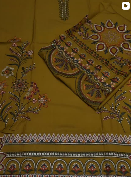 3PC DHANAK EMBROIDED DRESS