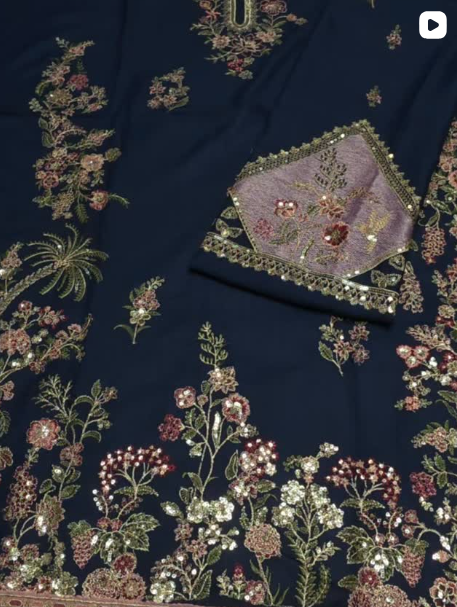 3PC DHANAK EMBROIDED DRESS