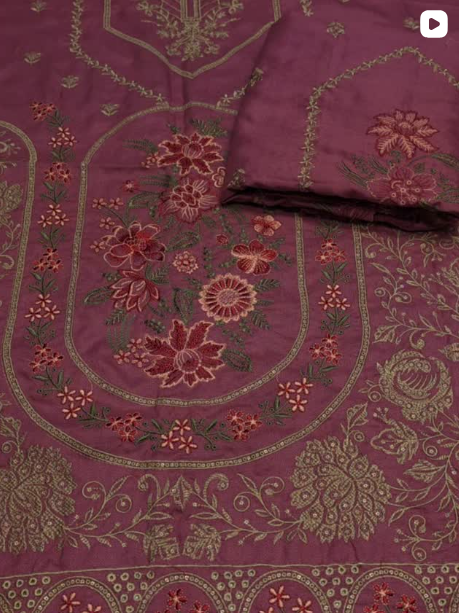 3PC DHANAK EMBROIDED DRESS