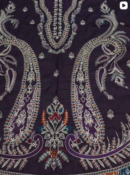 3PC DHANAK EMBROIDED DRESS